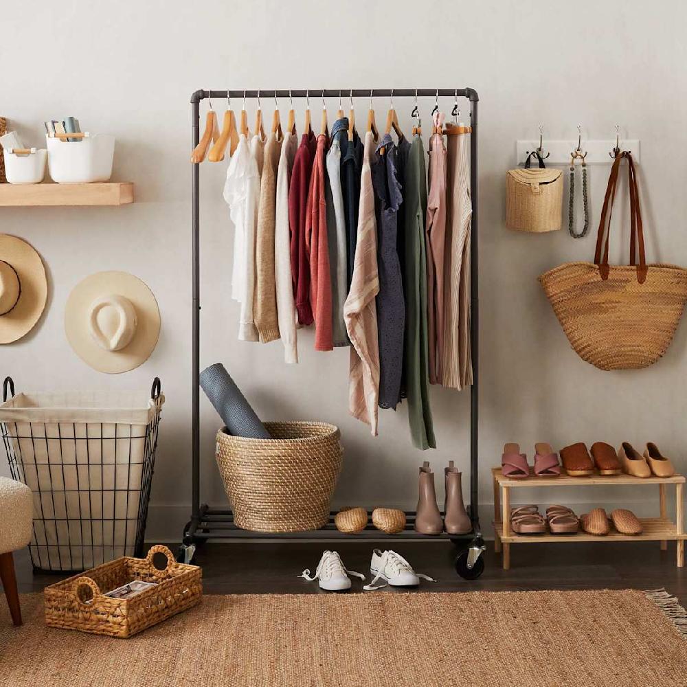 At Home 2-Tier Natural Wooden Shoe Rack