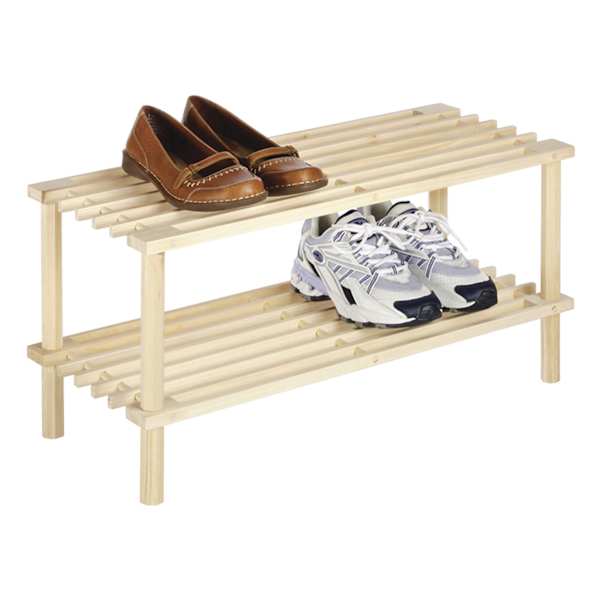 at home 2-Tier Natural Wooden Shoe Rack