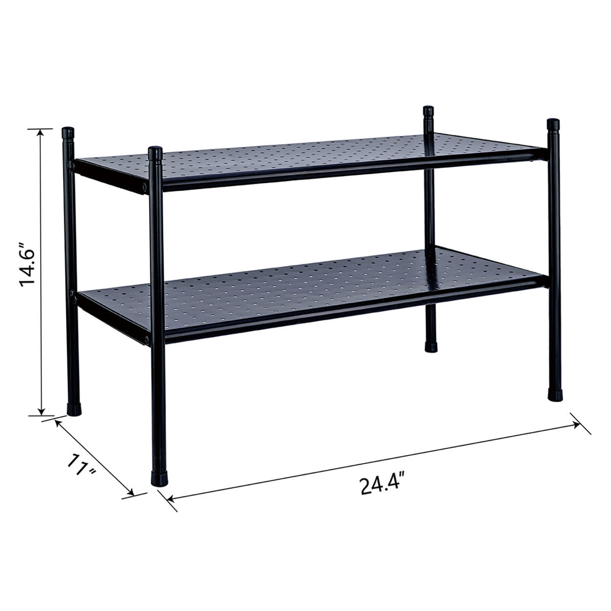 At Home 2-Tier Punch Metal Shoe Rack Black
