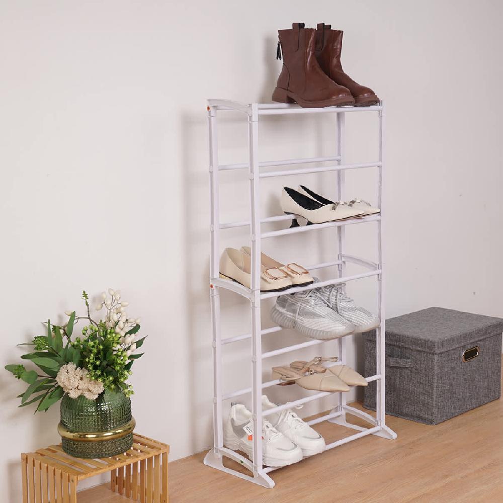 At Home 21-Pair Standing Shoe Rack White