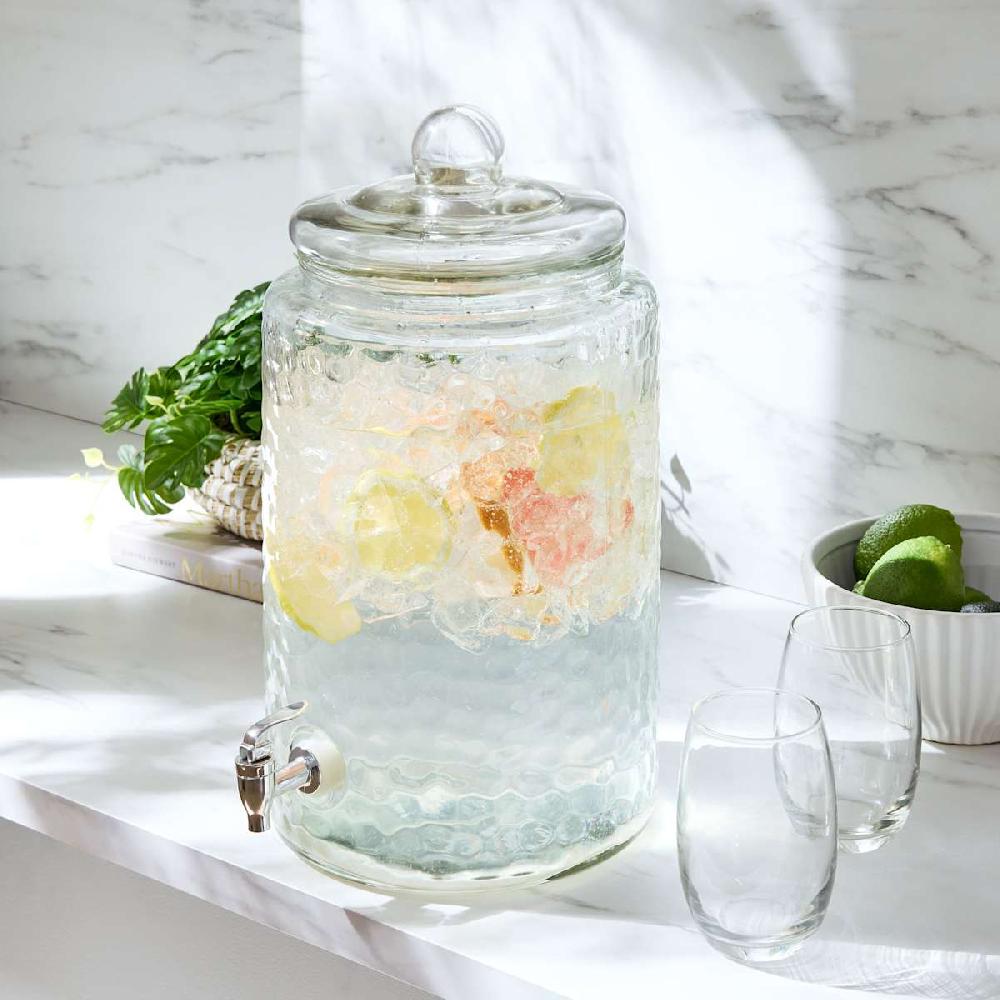 At Home 3-Gallon Hammered Beverage Dispenser