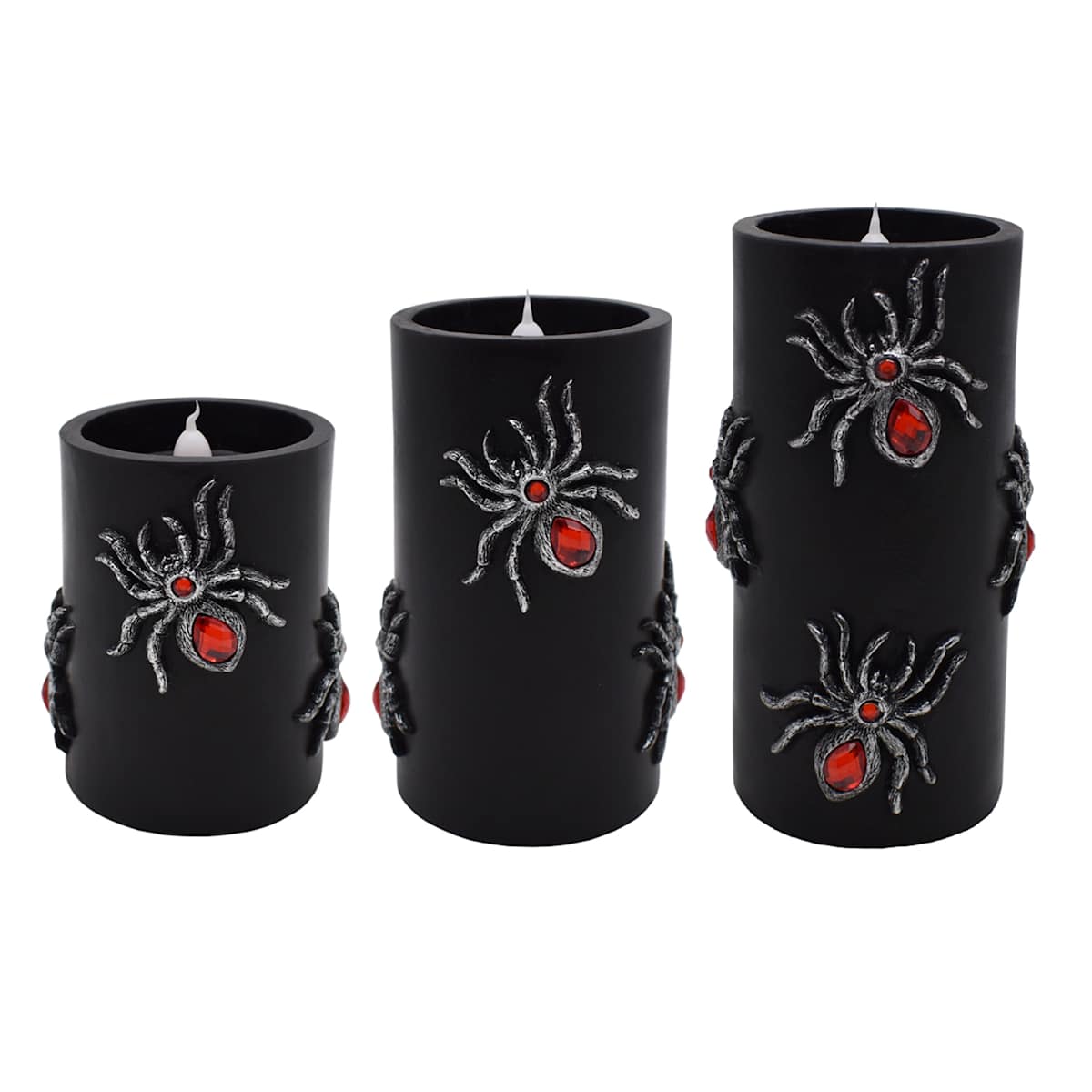 At Home 3-Pack Spider LED Pillar Candles
