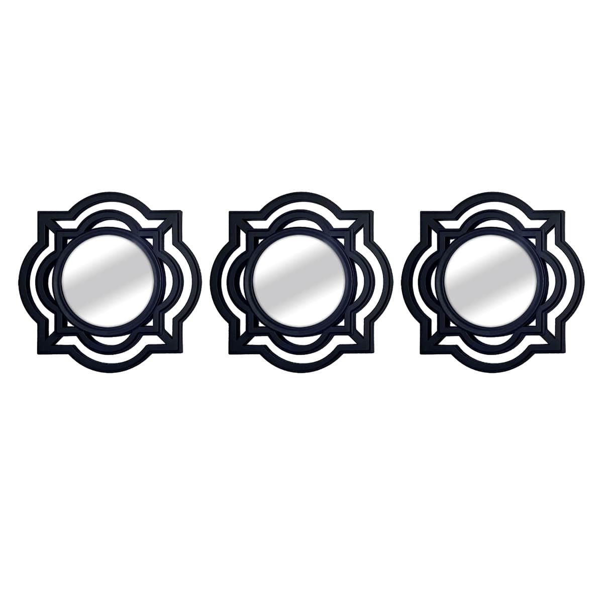 At Home 3-Piece Set Black Cloche Wall Mirrors 10"