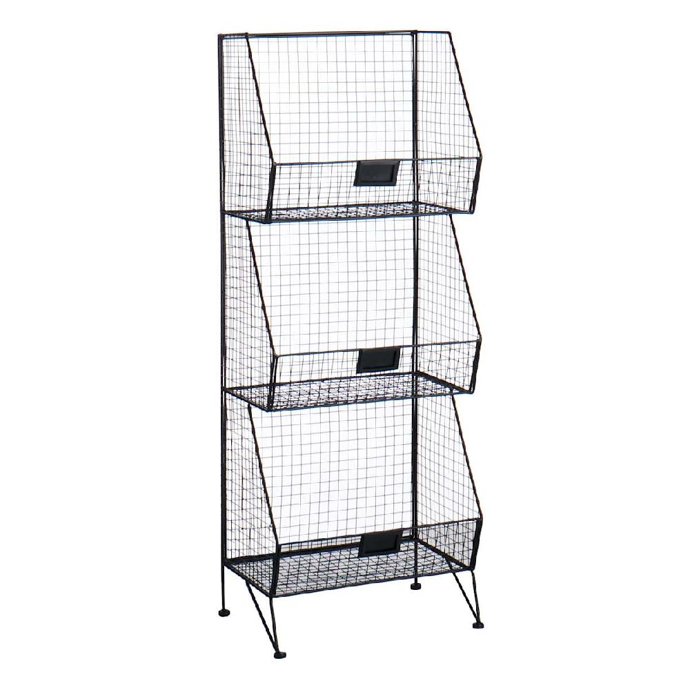 At Home 3-Tier Black Metal Mesh Shelf