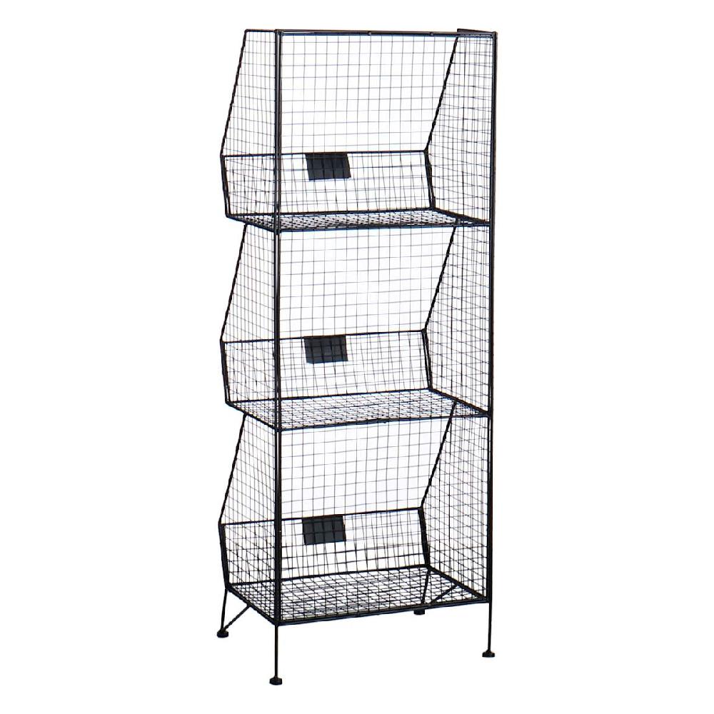 At Home 3-Tier Black Metal Mesh Shelf