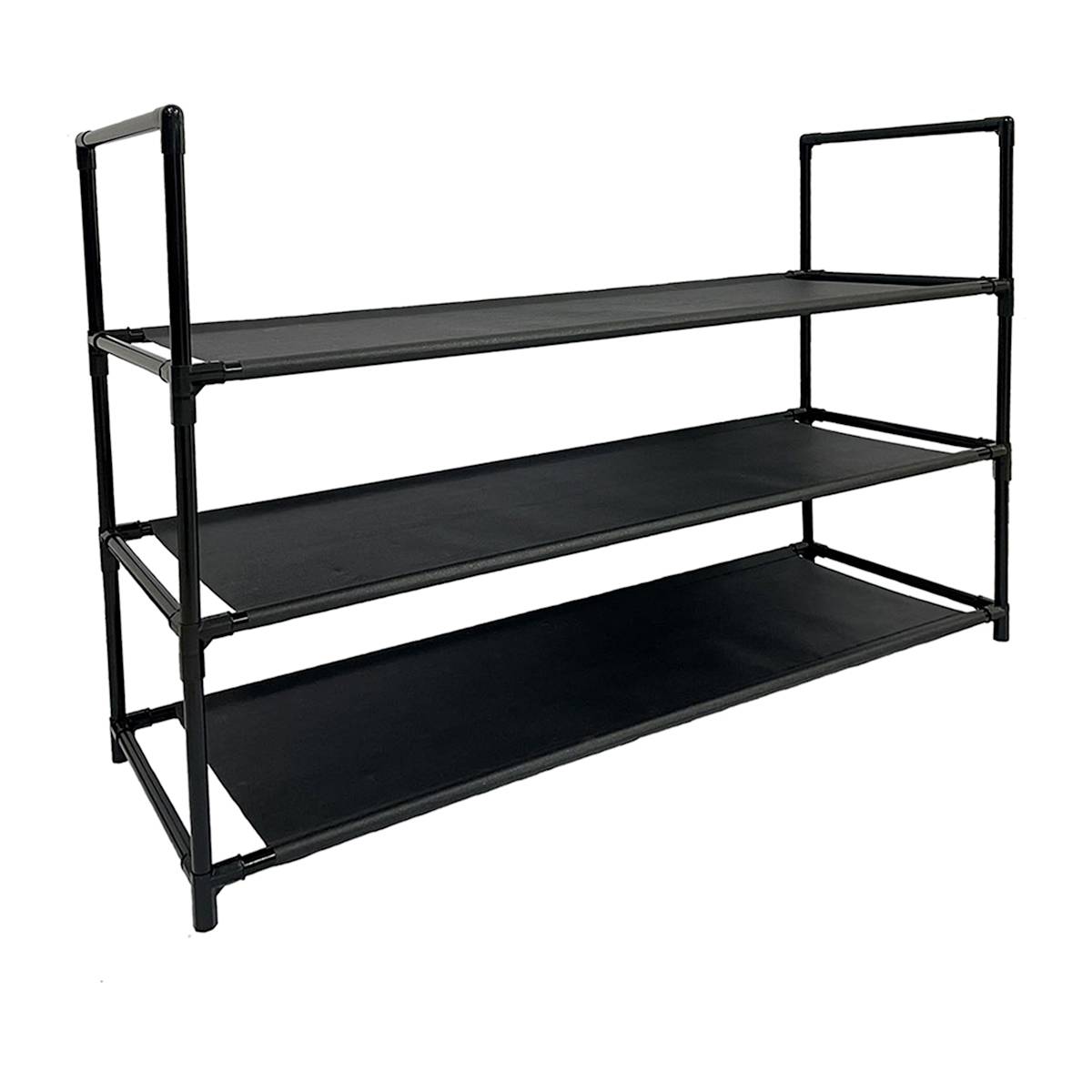 At Home 3-Tier Fabric Shoe Rack Black