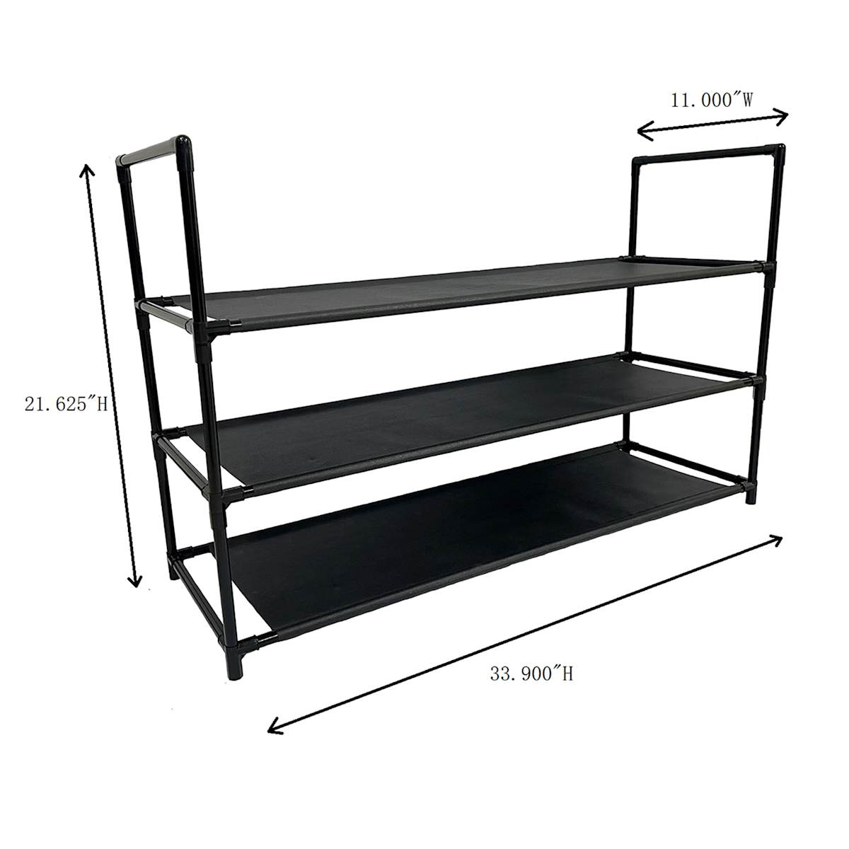 At Home 3-Tier Fabric Shoe Rack Black