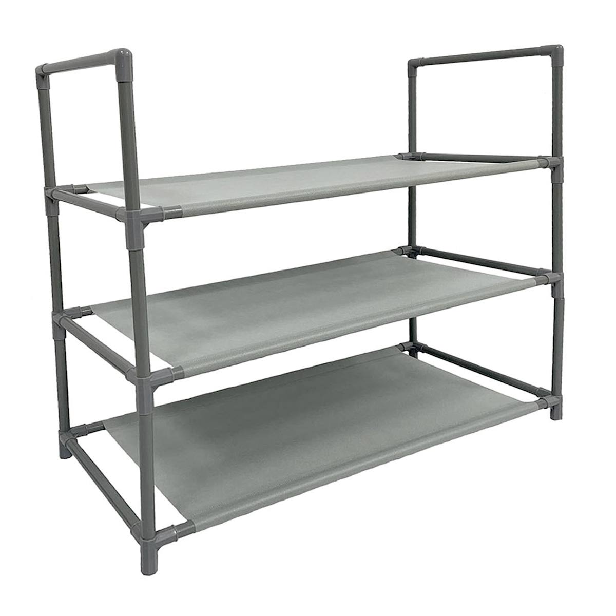 At Home 3-Tier Multi-Use Stackable Shoe Rack Grey