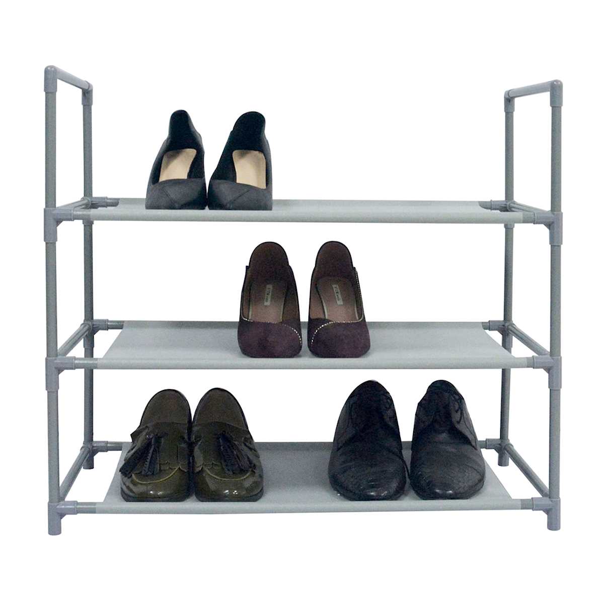 At Home 3-Tier Multi-Use Stackable Shoe Rack Grey