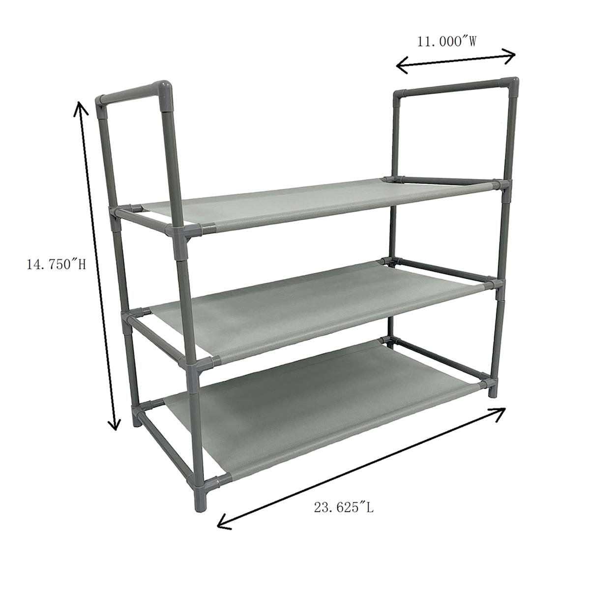 At Home 3-Tier Multi-Use Stackable Shoe Rack Grey