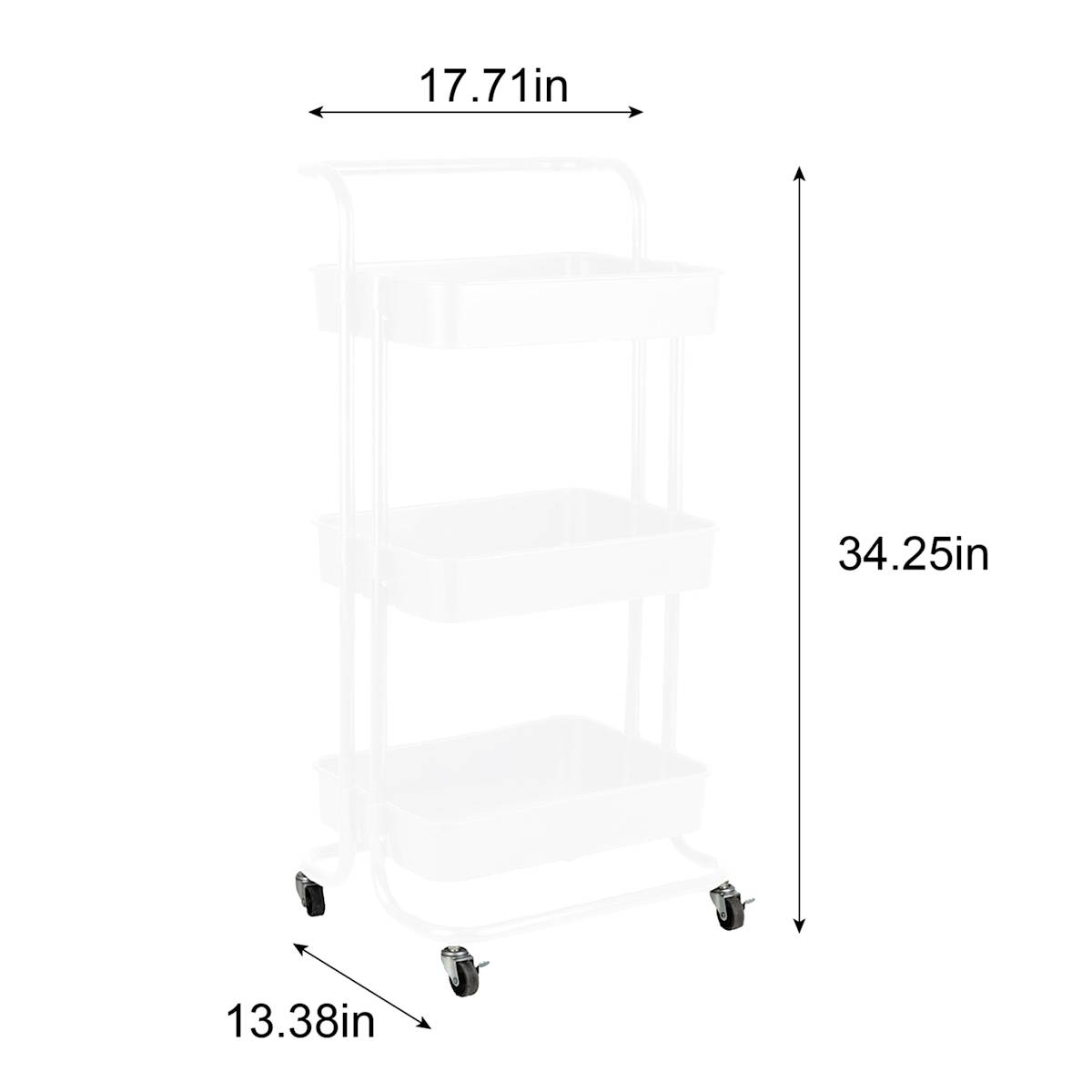 At Home 3-Tier Rolling Storage Cart White