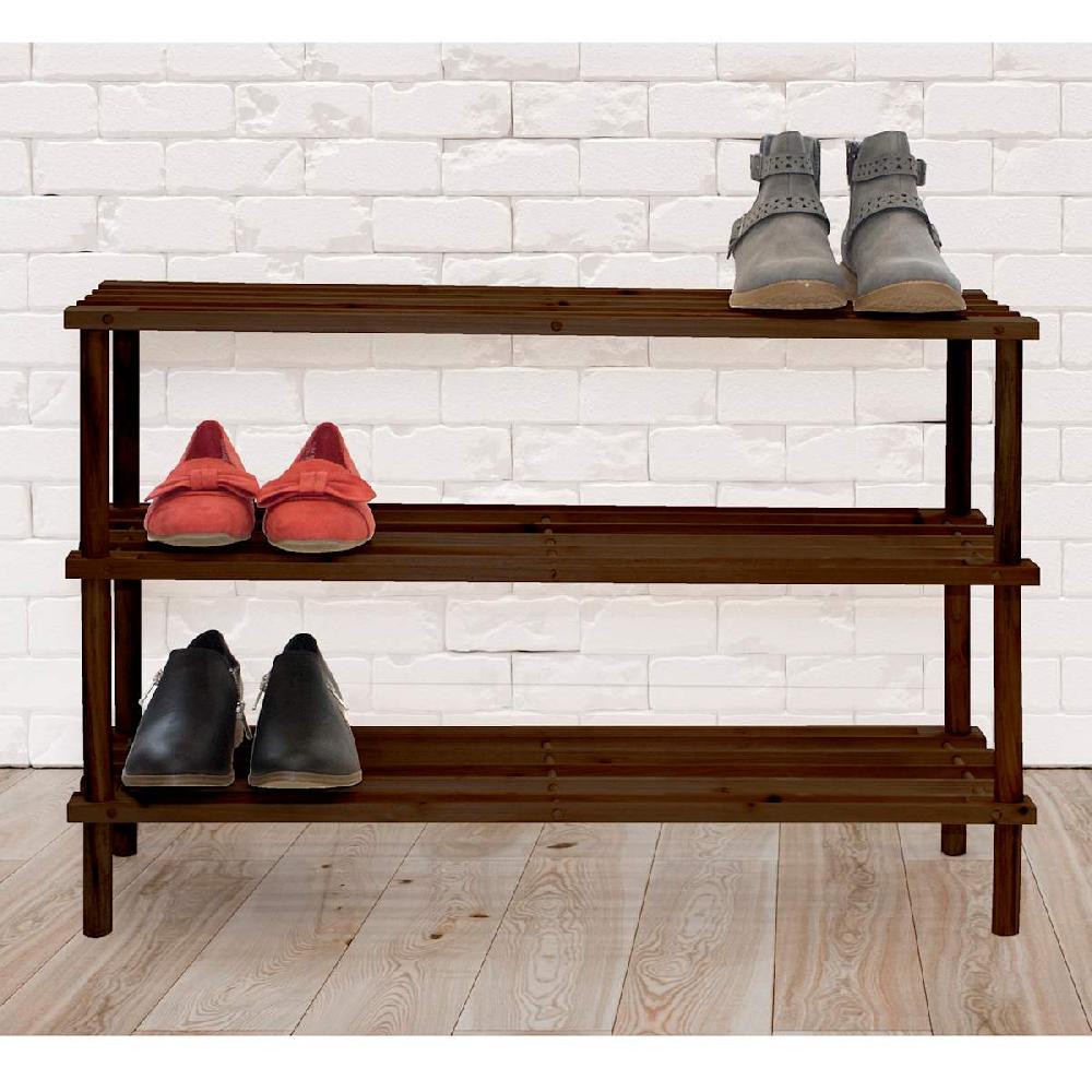 At Home 3-Tier Wooden Shoe Rack Espresso Brown