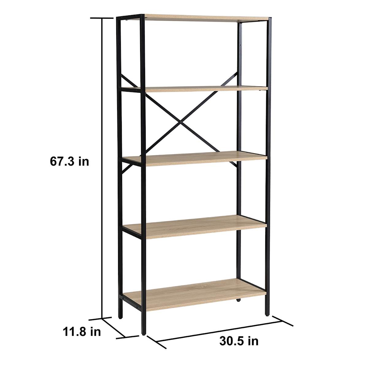 At Home 4-Tier Burnaby Wood & Metal Bookshelf