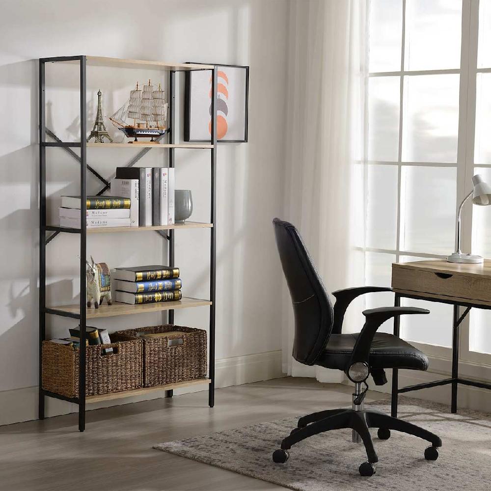 At Home 4-Tier Burnaby Wood & Metal Bookshelf