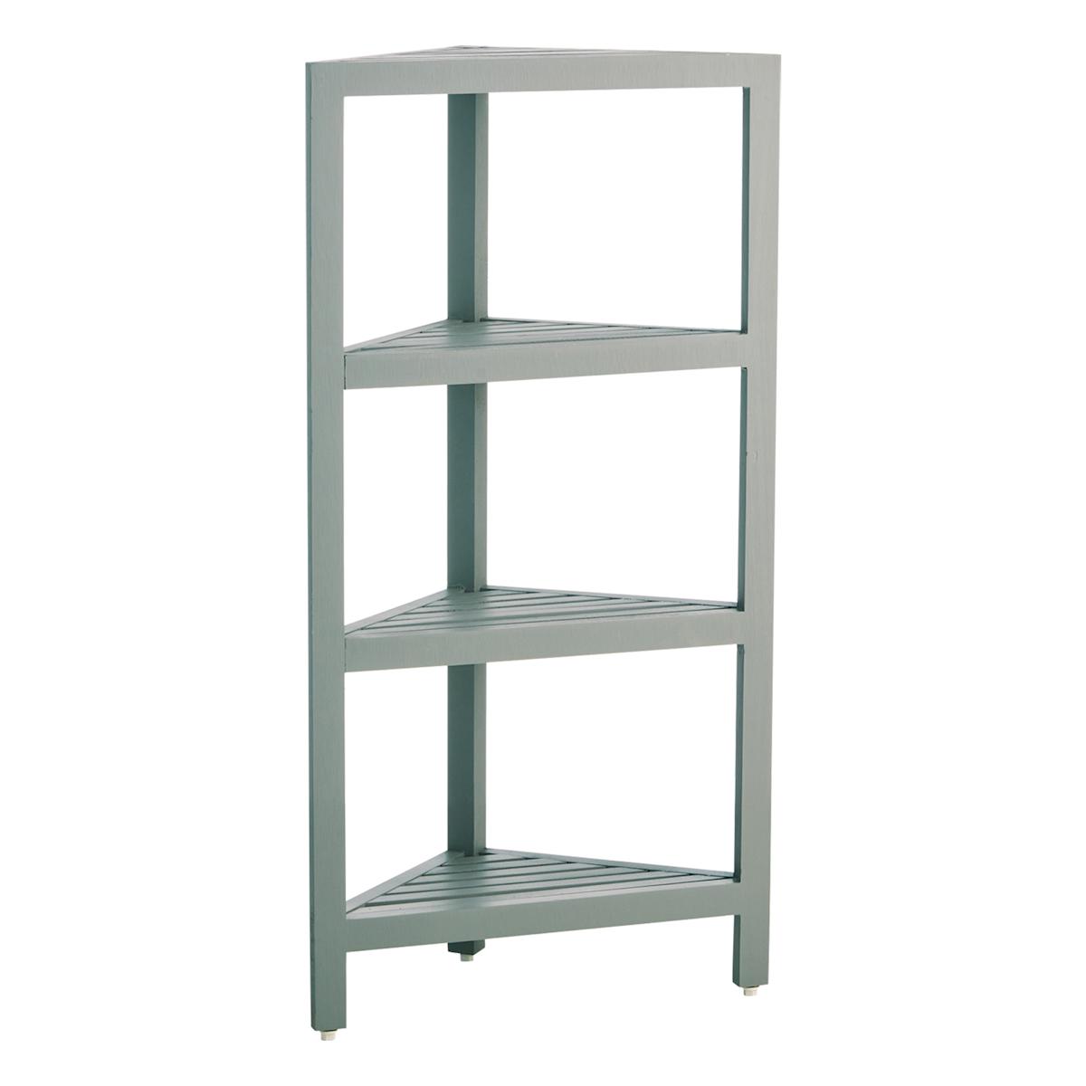 At Home 4-Tier Grey Wood Corner Storage Stand