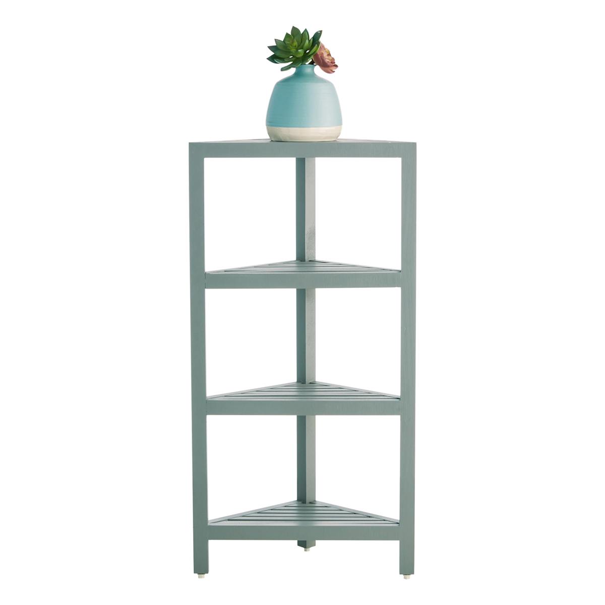 At Home 4-Tier Grey Wood Corner Storage Stand