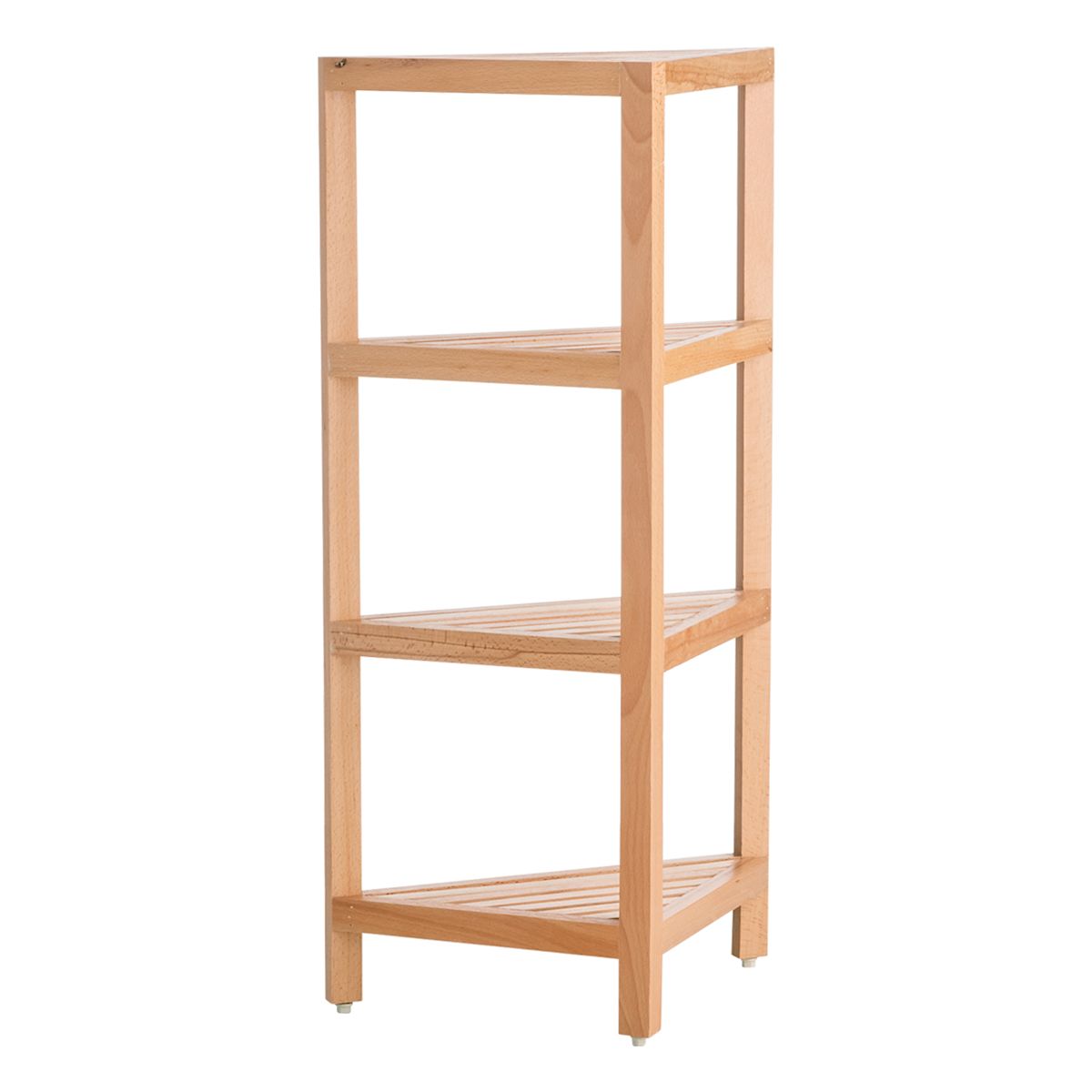 At Home 4-Tier Natural Wood Corner Shelf Stand