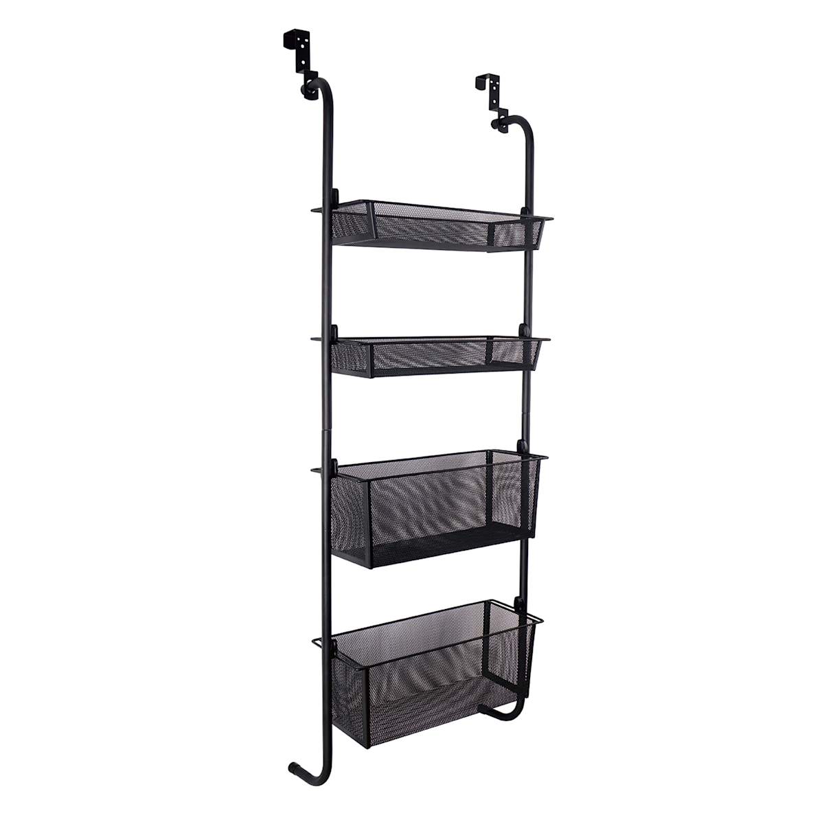 At Home 4-Tier Over The Door Storage Shelf Black