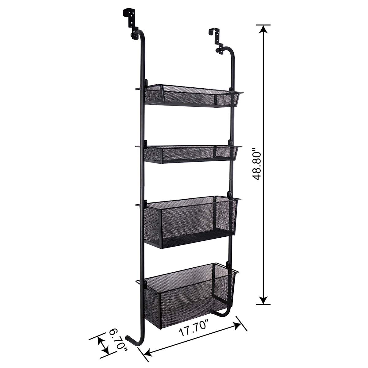 At Home 4-Tier Over The Door Storage Shelf Black