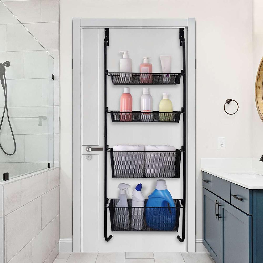 At Home 4-Tier Over The Door Storage Shelf Black