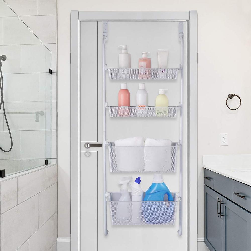 At Home 4-Tier Over The Door Storage Shelf White