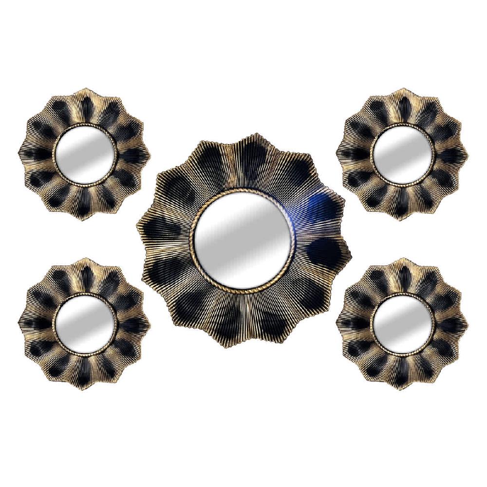 At Home 5-Piece Gold Wave Mirror Set