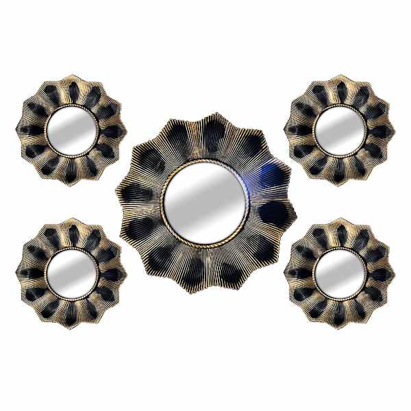 at home 5-Piece Gold Wave Mirror Set