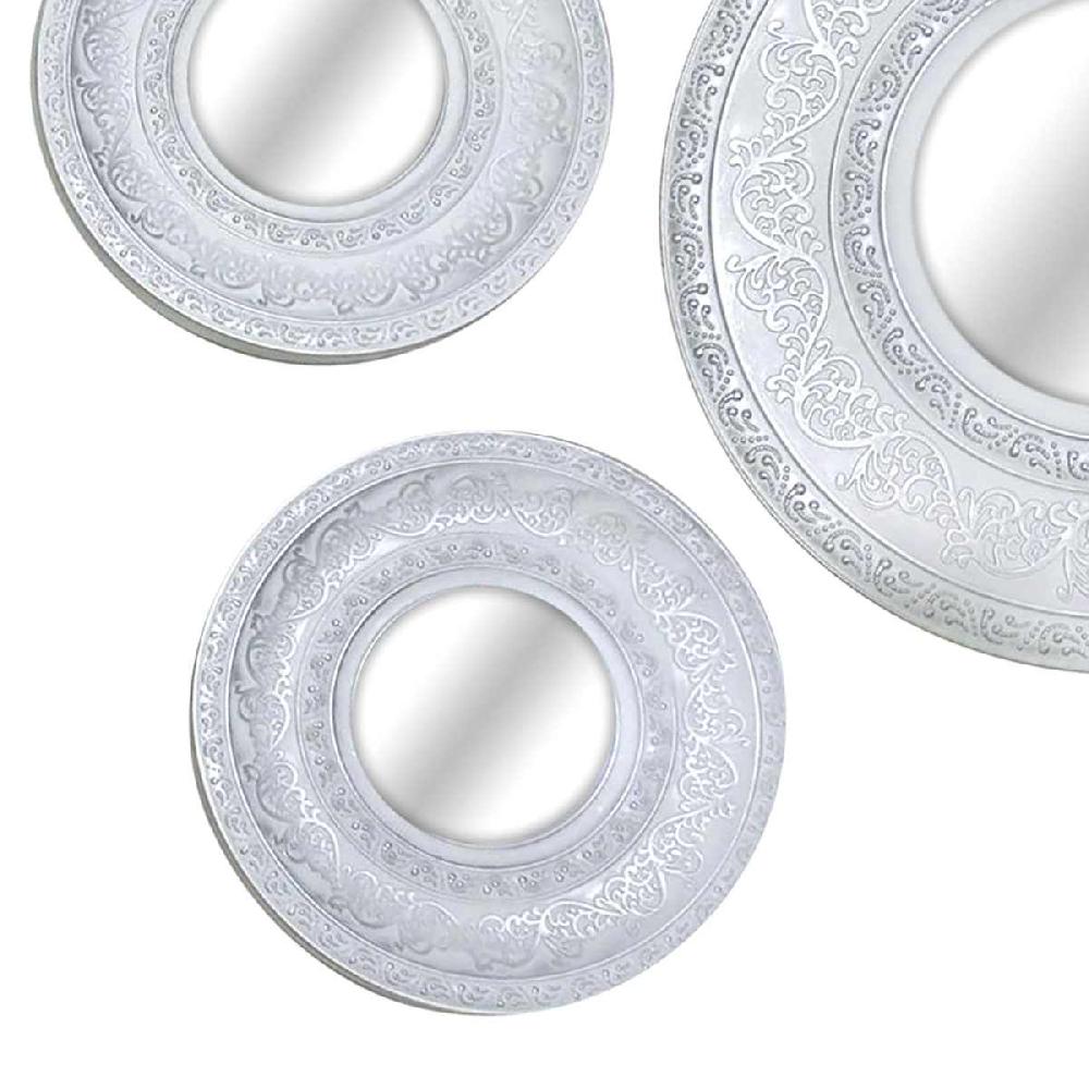 At Home 5-Piece White Ornate Embossed Mirror Set