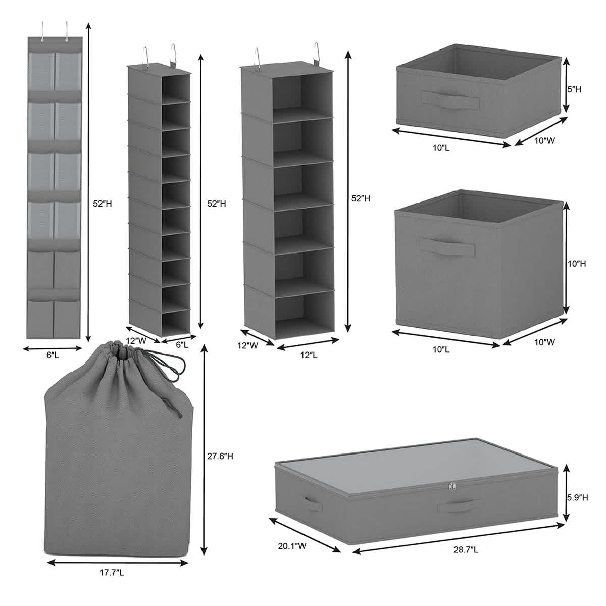 At Home 6-Piece Closet Organization Set Grey