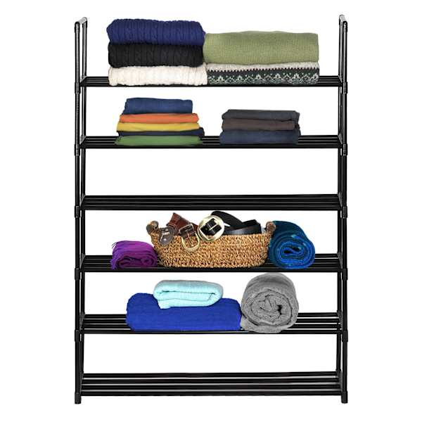 at home 6-Tier Metal Shoe Rack Black