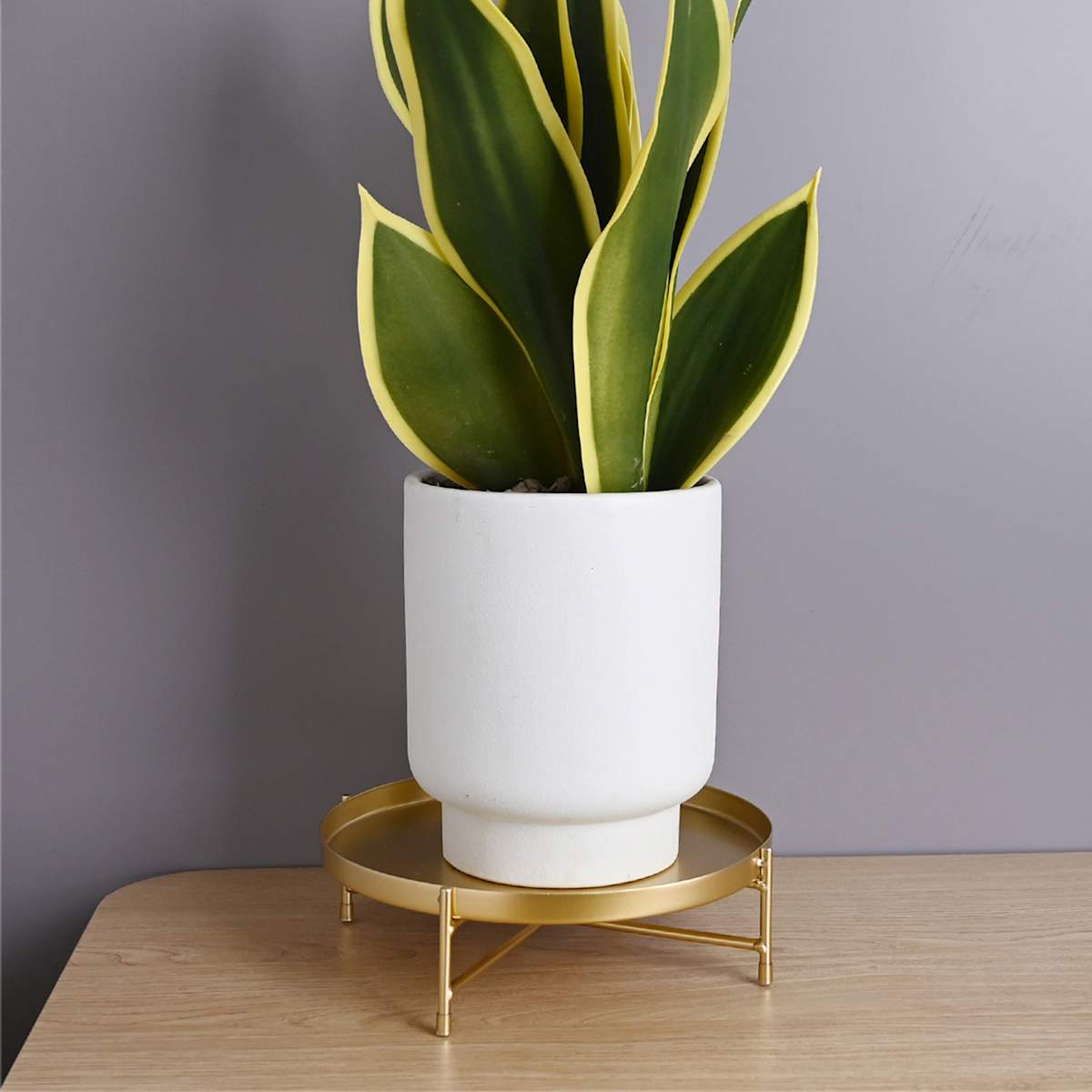 At Home 8In Gold Metal Plant Riser