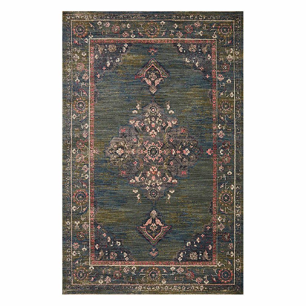At Home (A466) Jewel Green Medallion Area Rug 5x8
