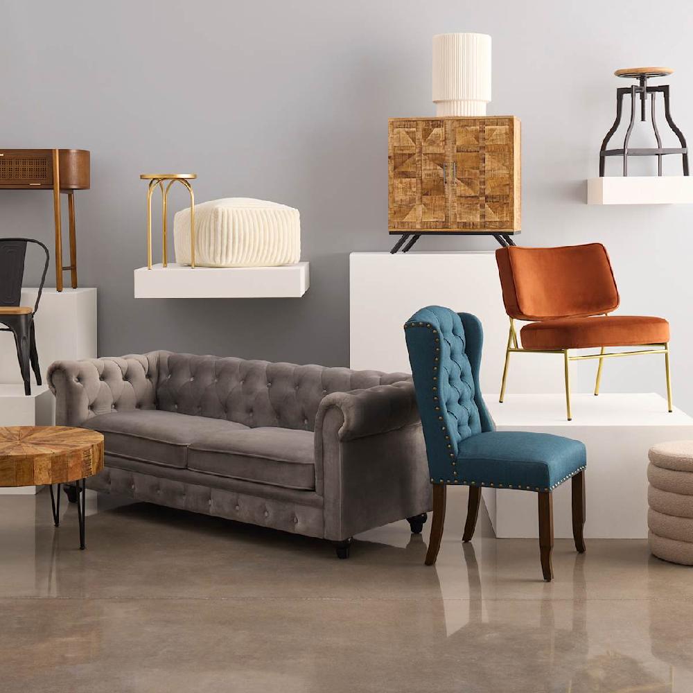 At Home Aahmad Winged Dining Chair Navy