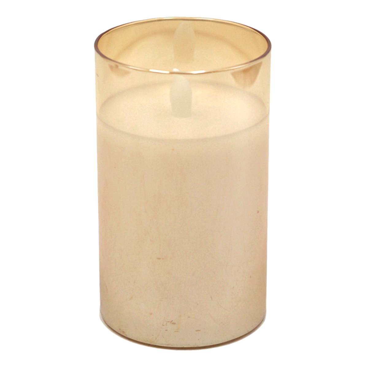 At Home Amber Glass LED Pillar Candle 3x5