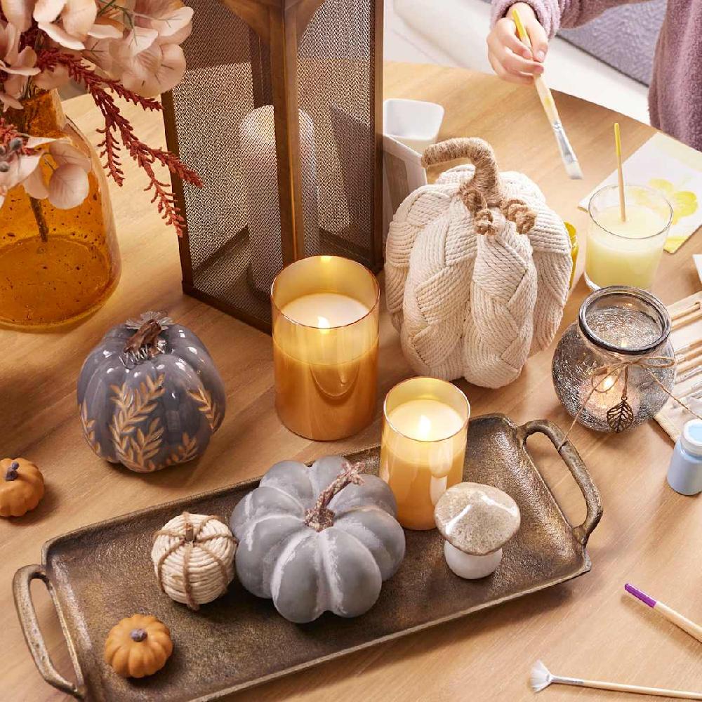 At Home Amber Glass LED Pillar Candle 3x5