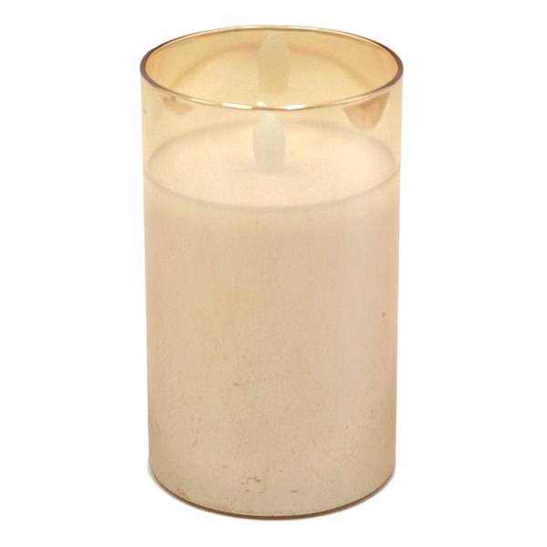 at home Amber Glass LED Pillar Candle 3x5