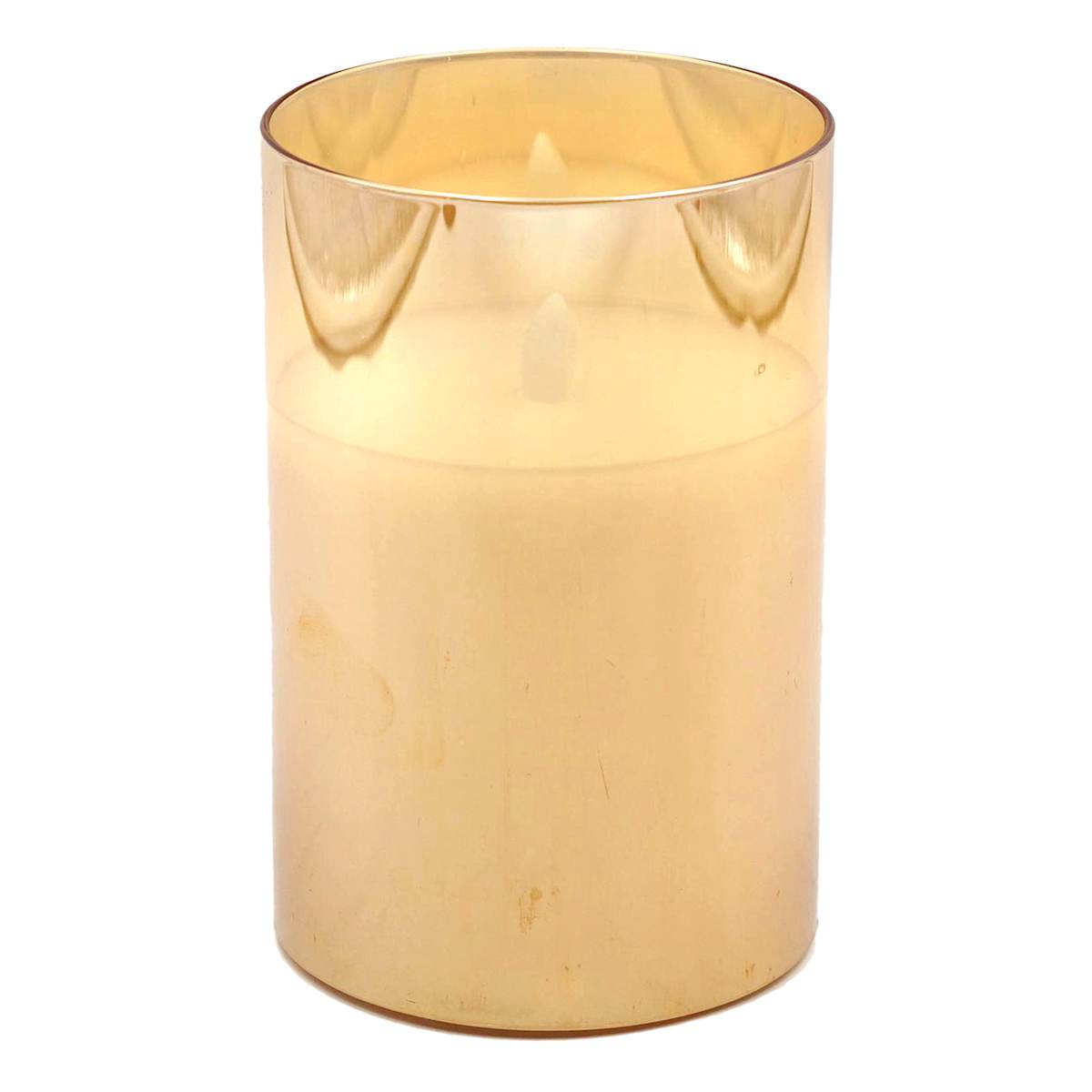 At Home Amber Glass LED Pillar Candle 4x6