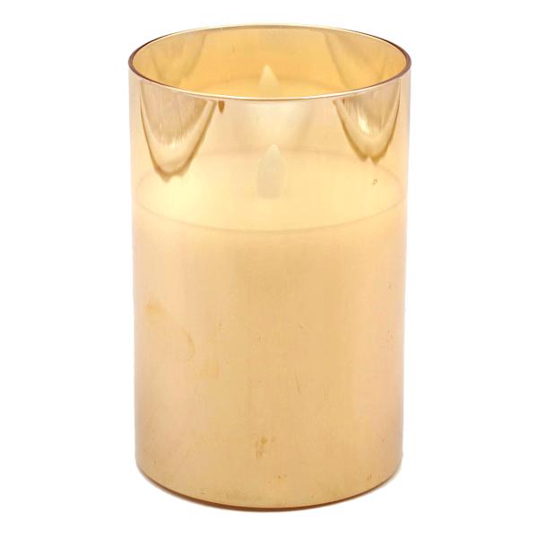 at home Amber Glass LED Pillar Candle 4x6