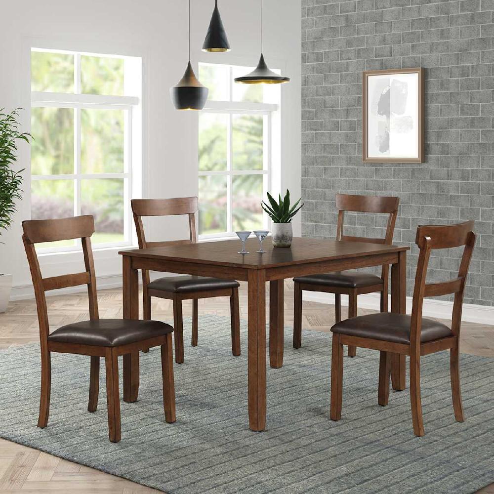 At Home Anderson 5-Piece Wooden Dining Set Walnut