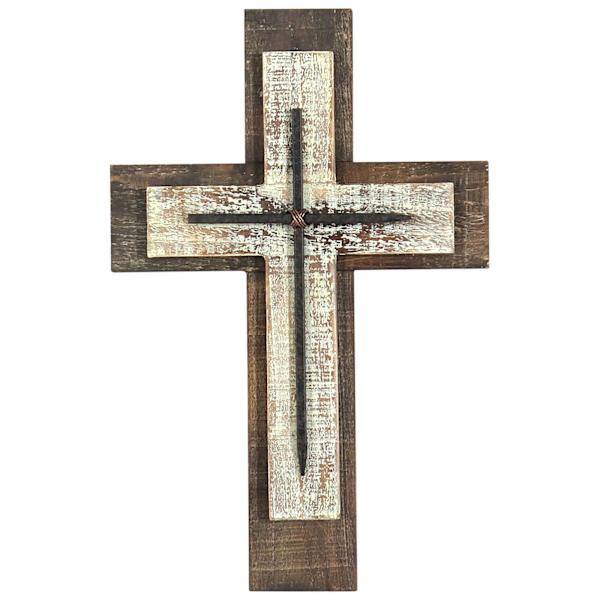at home Antique Wooden Wall Cross 16x10