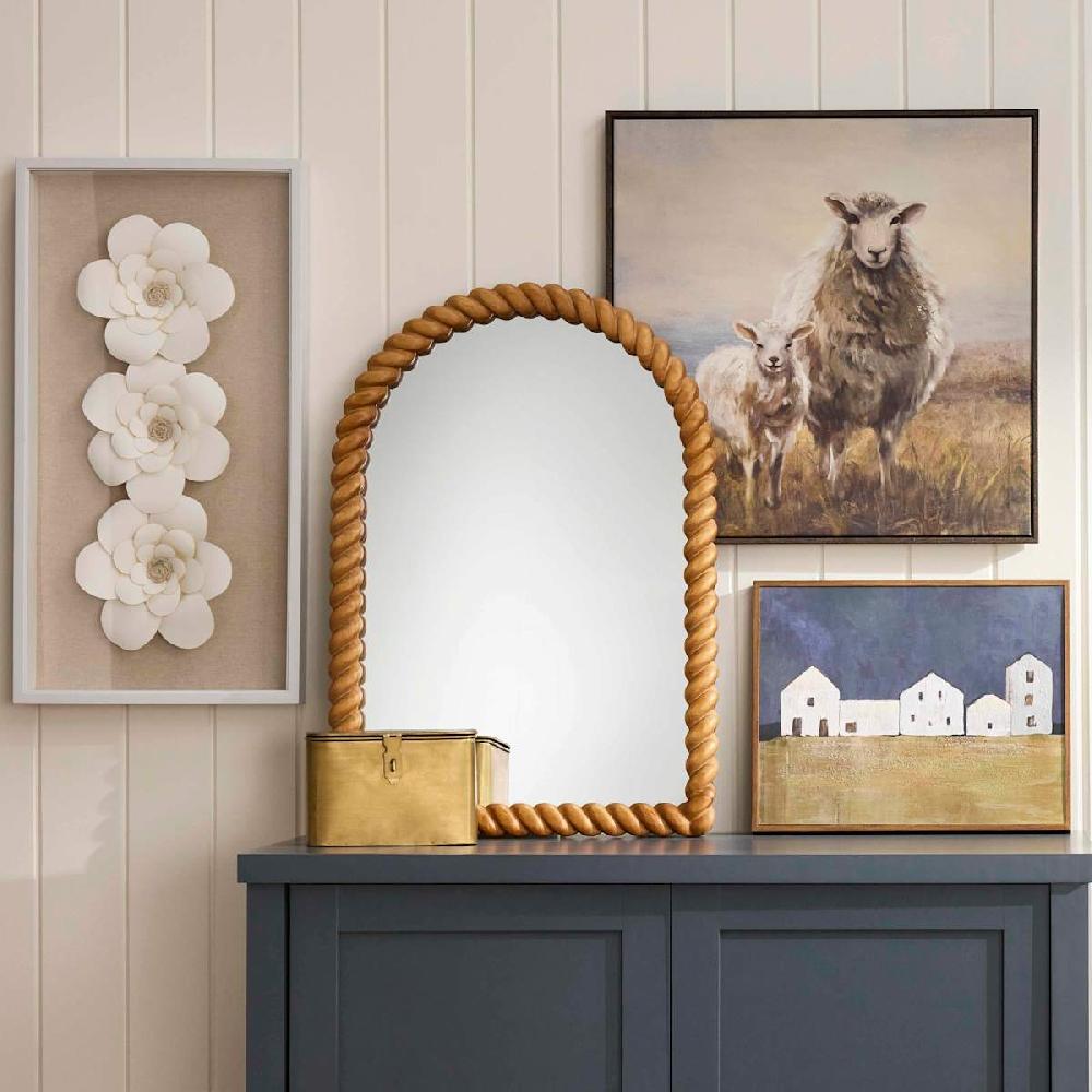 At Home Arched Wooden Wall Mirror 17x25
