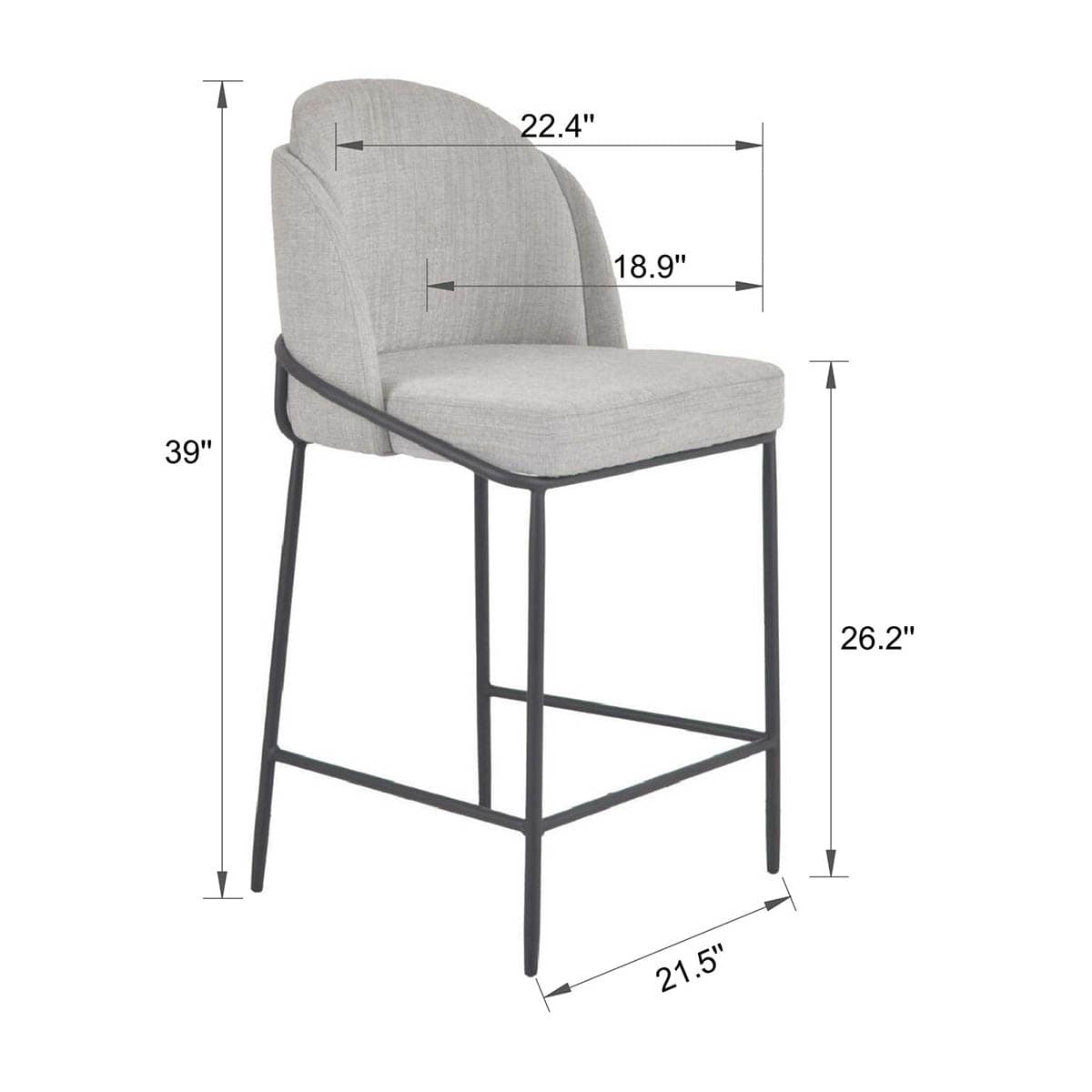 At Home Aria Counter Stool Light Grey