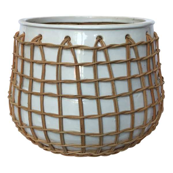 at home Auburn White Ceramic Indoor Planter Large