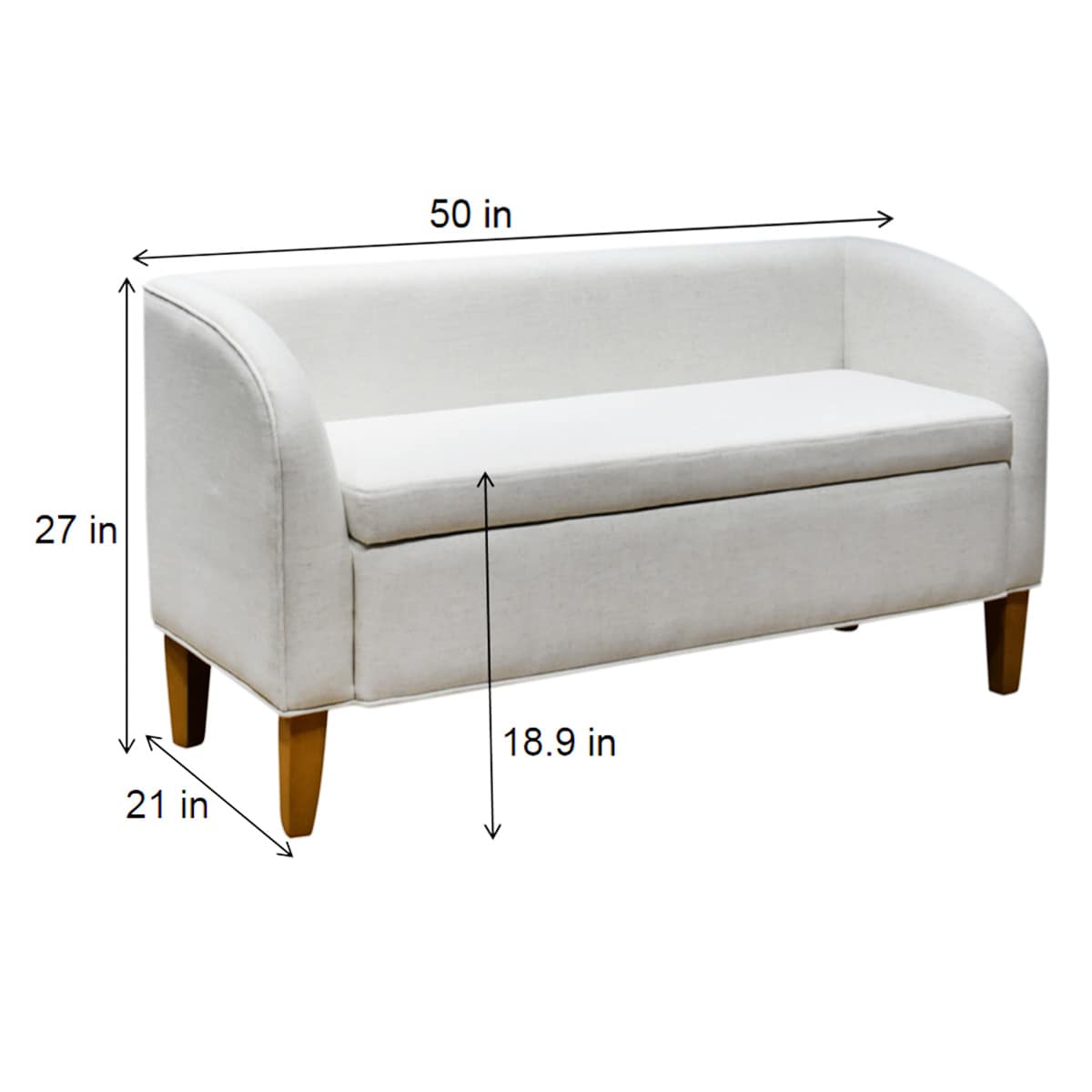 At Home Audrey Storage Settee Bench Ivory