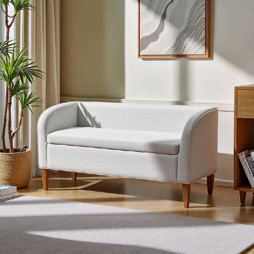 At Home Audrey Storage Settee Bench Ivory