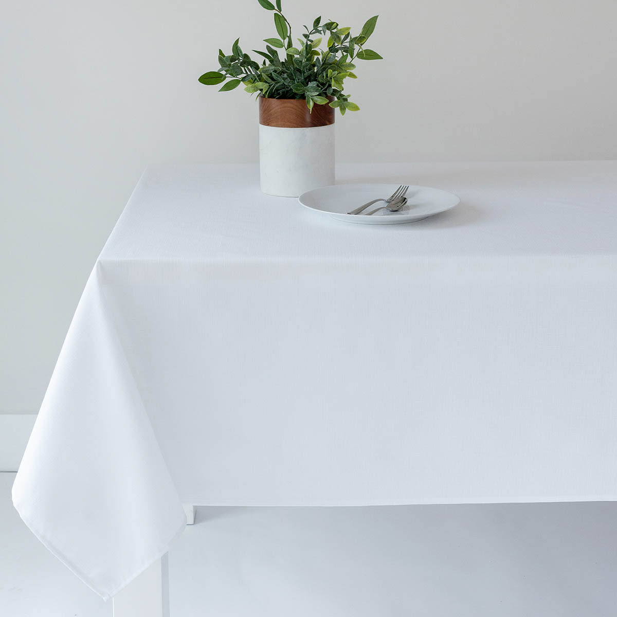 At Home Basics Solid White Tablecloth 60x104