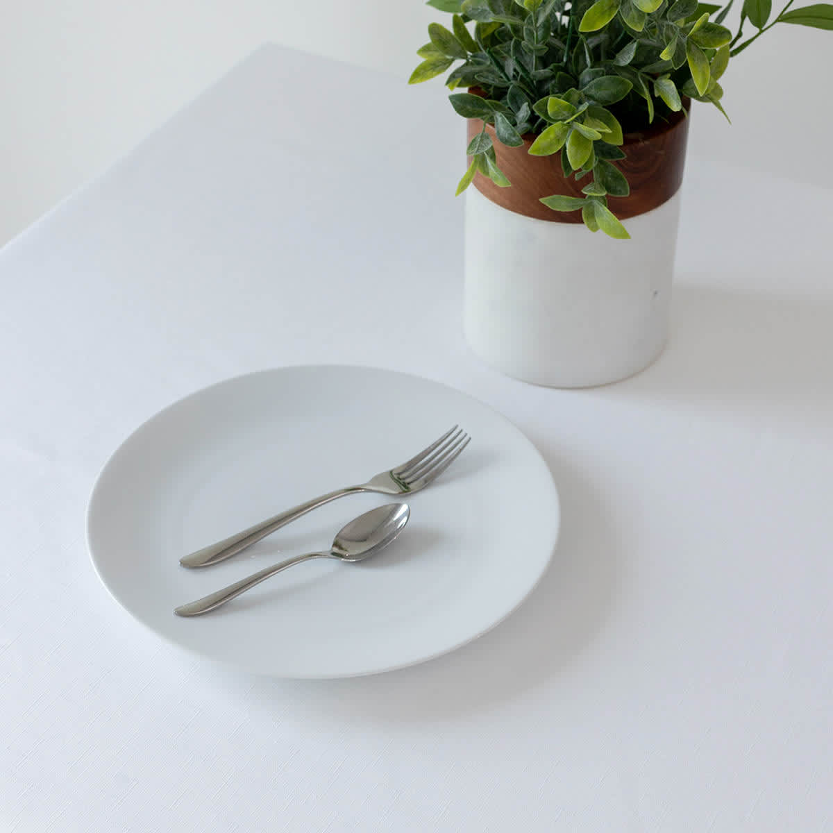 At Home Basics Solid White Tablecloth 60x104