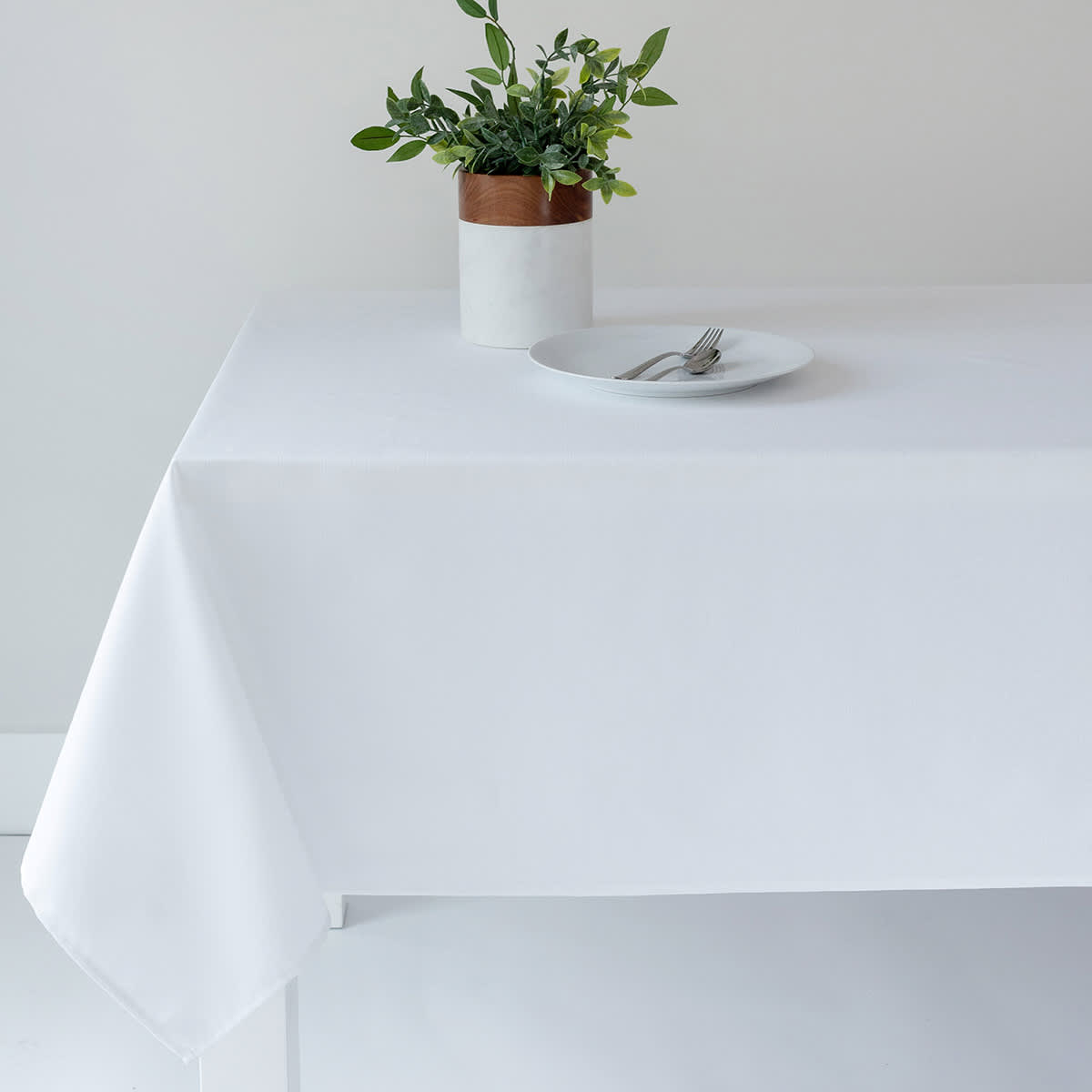 At Home Basics Solid White Tablecloth 60x84