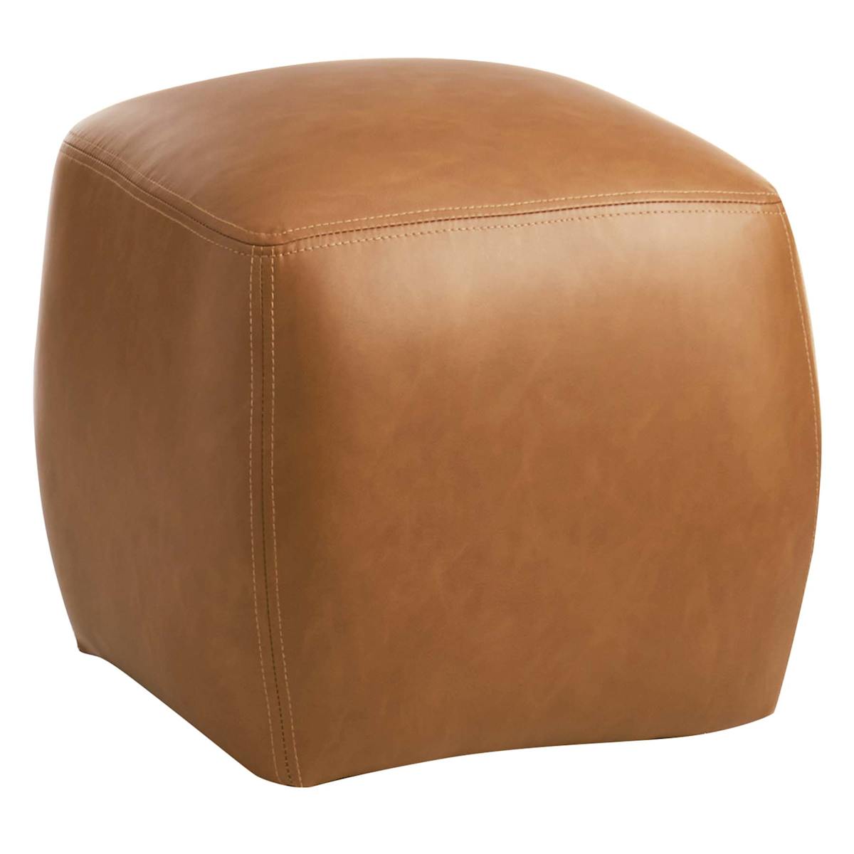 At Home Beau Faux Leather Ottoman Cognac