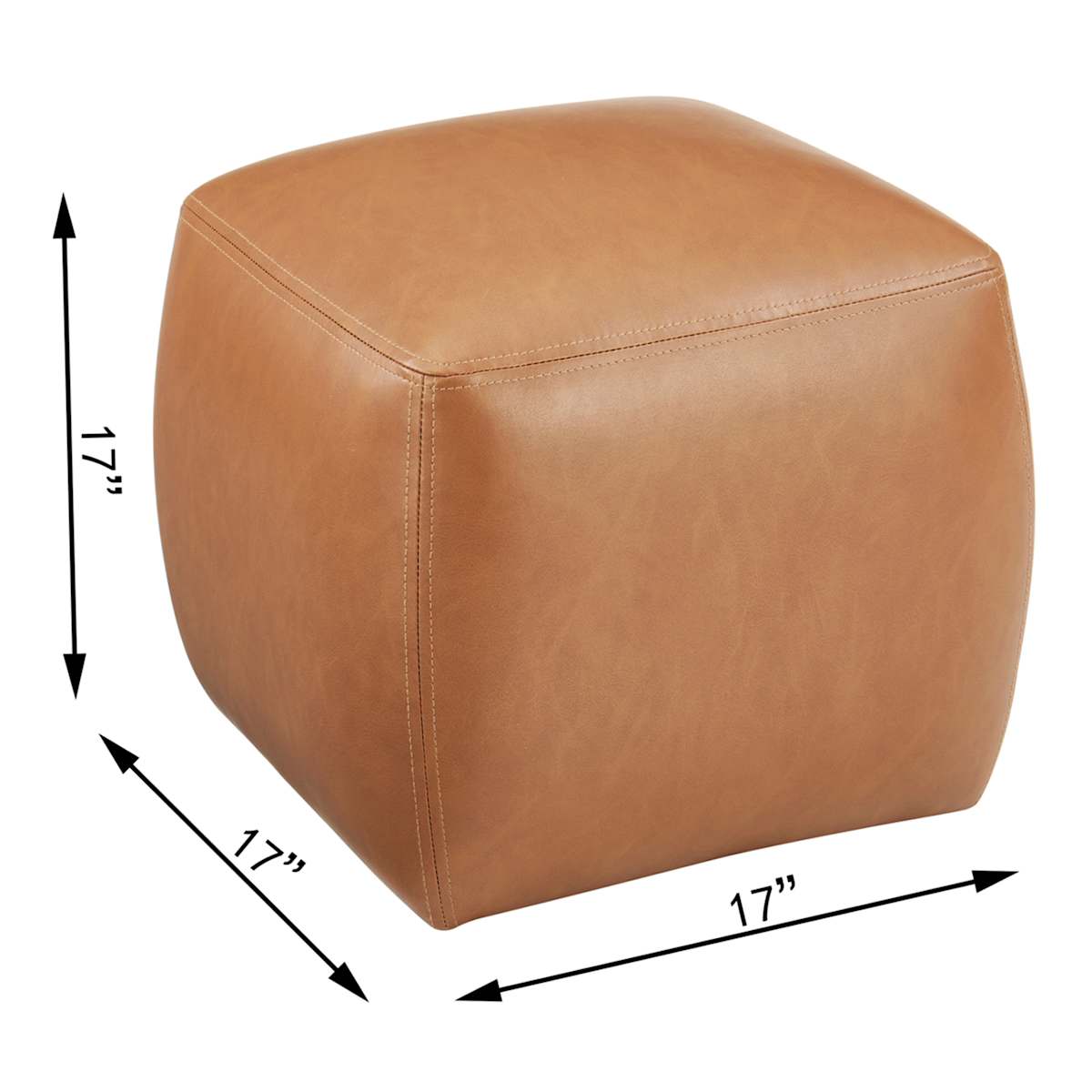 At Home Beau Faux Leather Ottoman Cognac